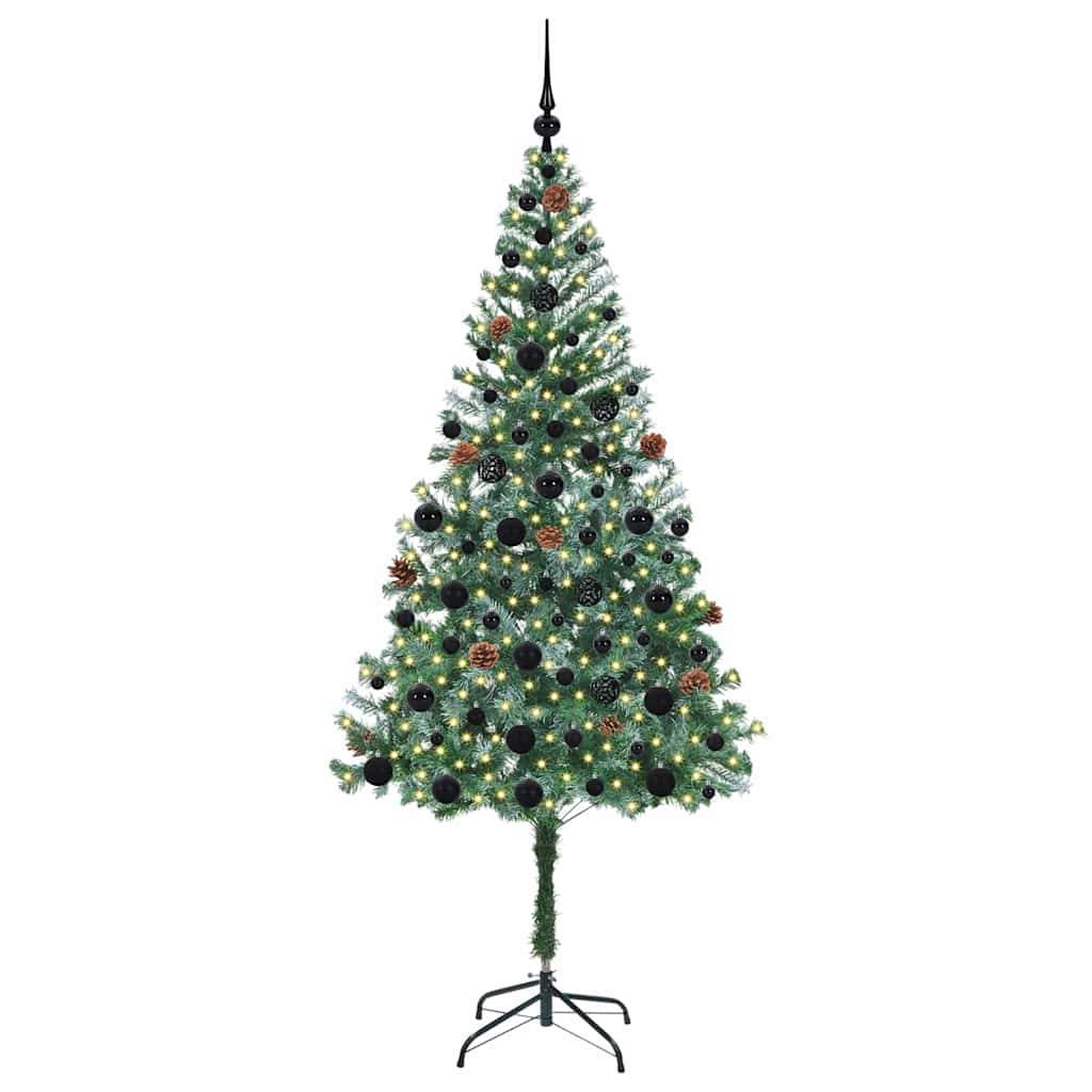 Konstgjord julgran med 300 LED-lampor Grön 180 cm PVC och Stål