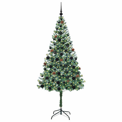 Konstgjord julgran med 300 LED-lampor Grön 180 cm PVC och Stål