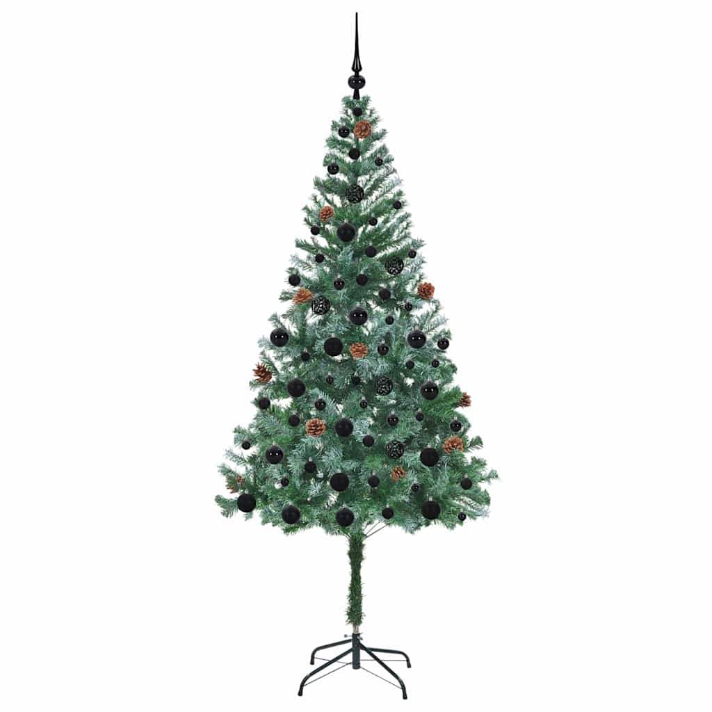 Konstgjord julgran med 300 LED-lampor Grön 180 cm PVC och Stål
