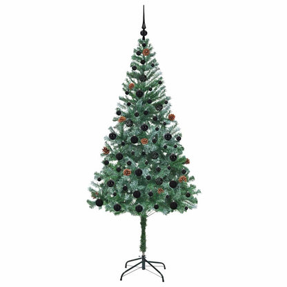 Konstgjord julgran med 300 LED-lampor Grön 180 cm PVC och Stål