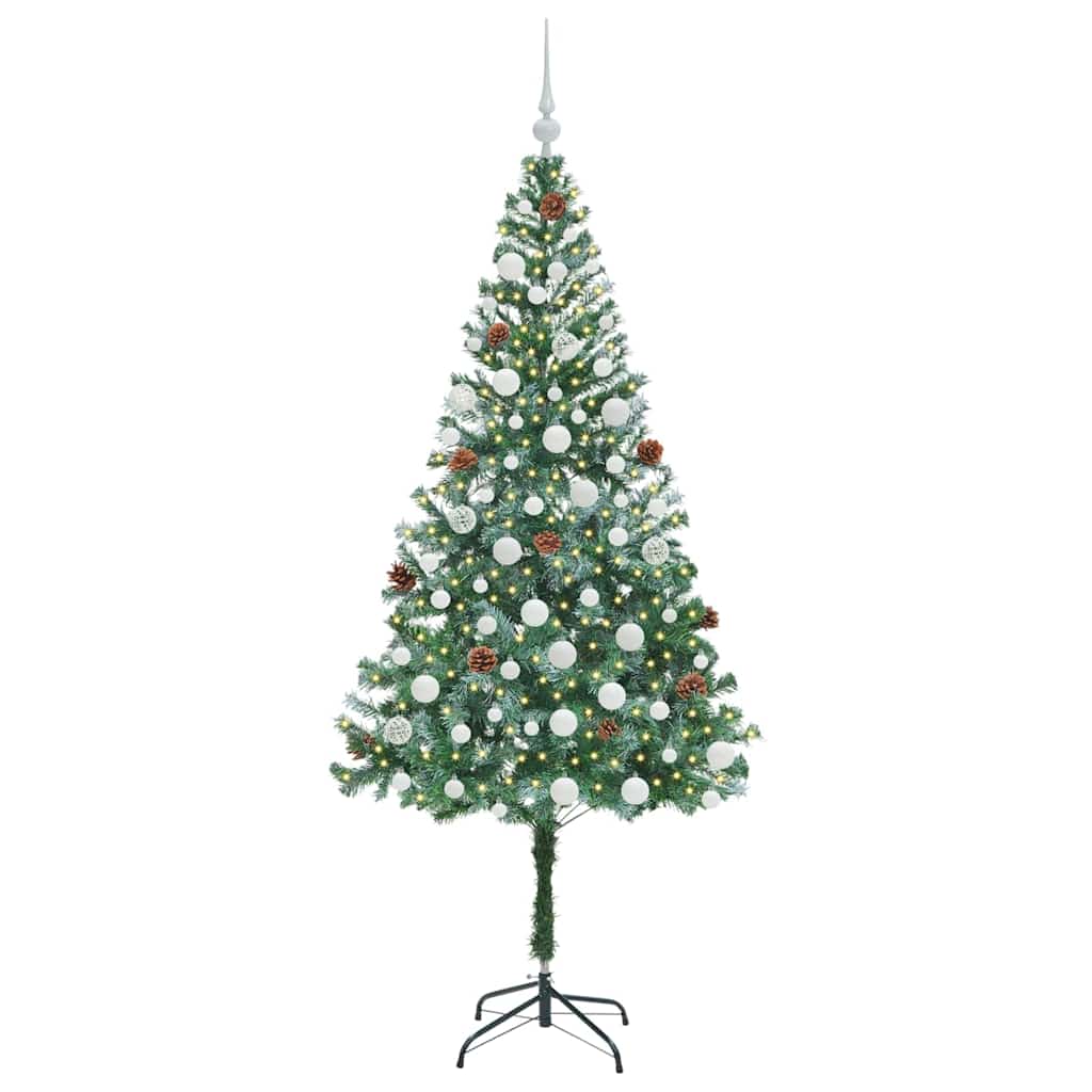 Konstgjord julgran med 300 LED-lampor Grön 180 cm PVC och Stål