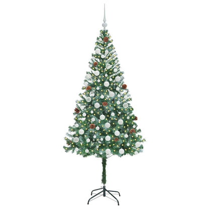 Konstgjord julgran med 300 LED-lampor Grön 180 cm PVC och Stål