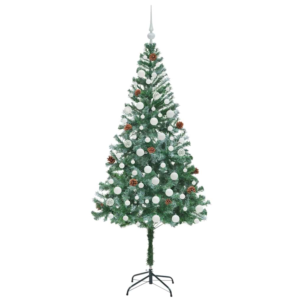Konstgjord julgran med 300 LED-lampor Grön 180 cm PVC och Stål