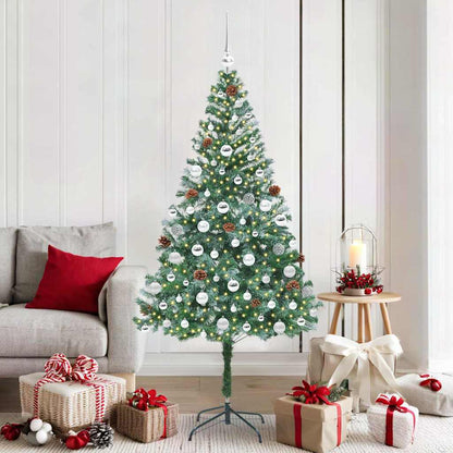 Konstgjord julgran med 300 LED-lampor Grön 180 cm PVC och Stål