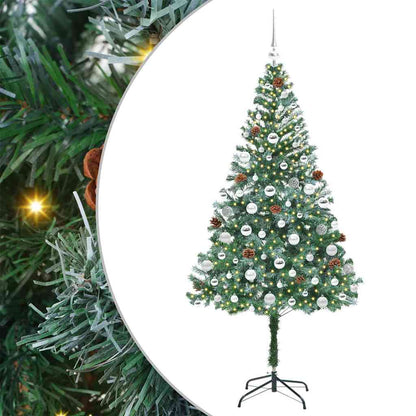 Konstgjord julgran med 300 LED-lampor Grön 180 cm PVC och Stål