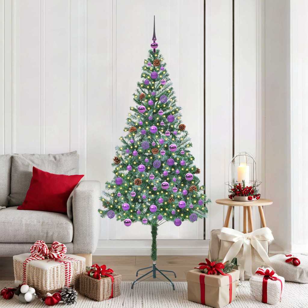 Konstgjord julgran med 300 LED-lampor Grön 180 cm PVC och Stål