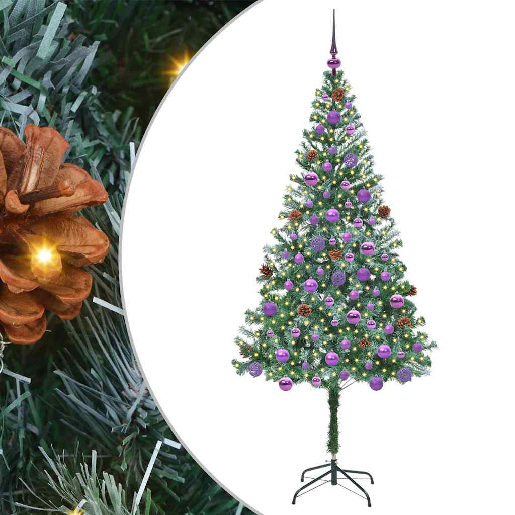 Konstgjord julgran med 300 LED-lampor Grön 180 cm PVC och Stål