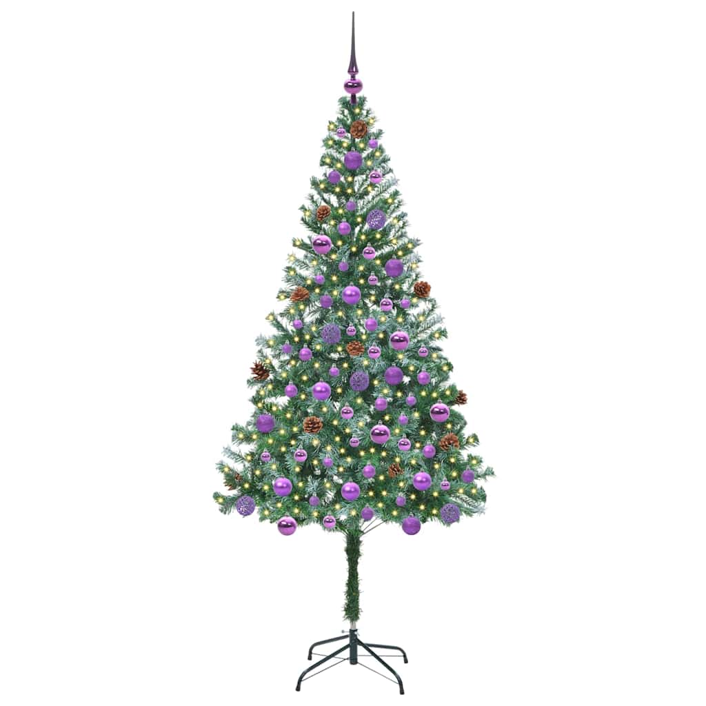 Konstgjord julgran med 300 LED-lampor Grön 180 cm PVC och Stål