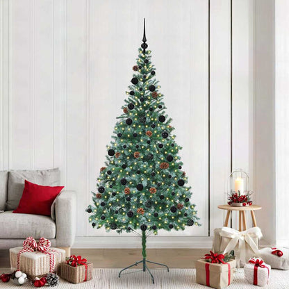 Konstgjord julgran med 300 LED-lampor Grön 210 cm PVC och Stål