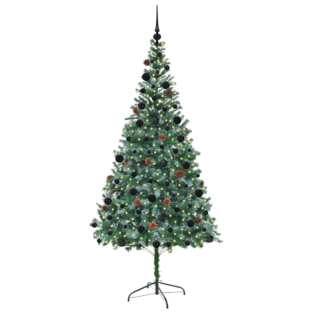 Konstgjord julgran med 300 LED-lampor Grön 210 cm PVC och Stål
