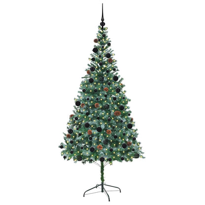 Konstgjord julgran med 300 LED-lampor Grön 210 cm PVC och Stål