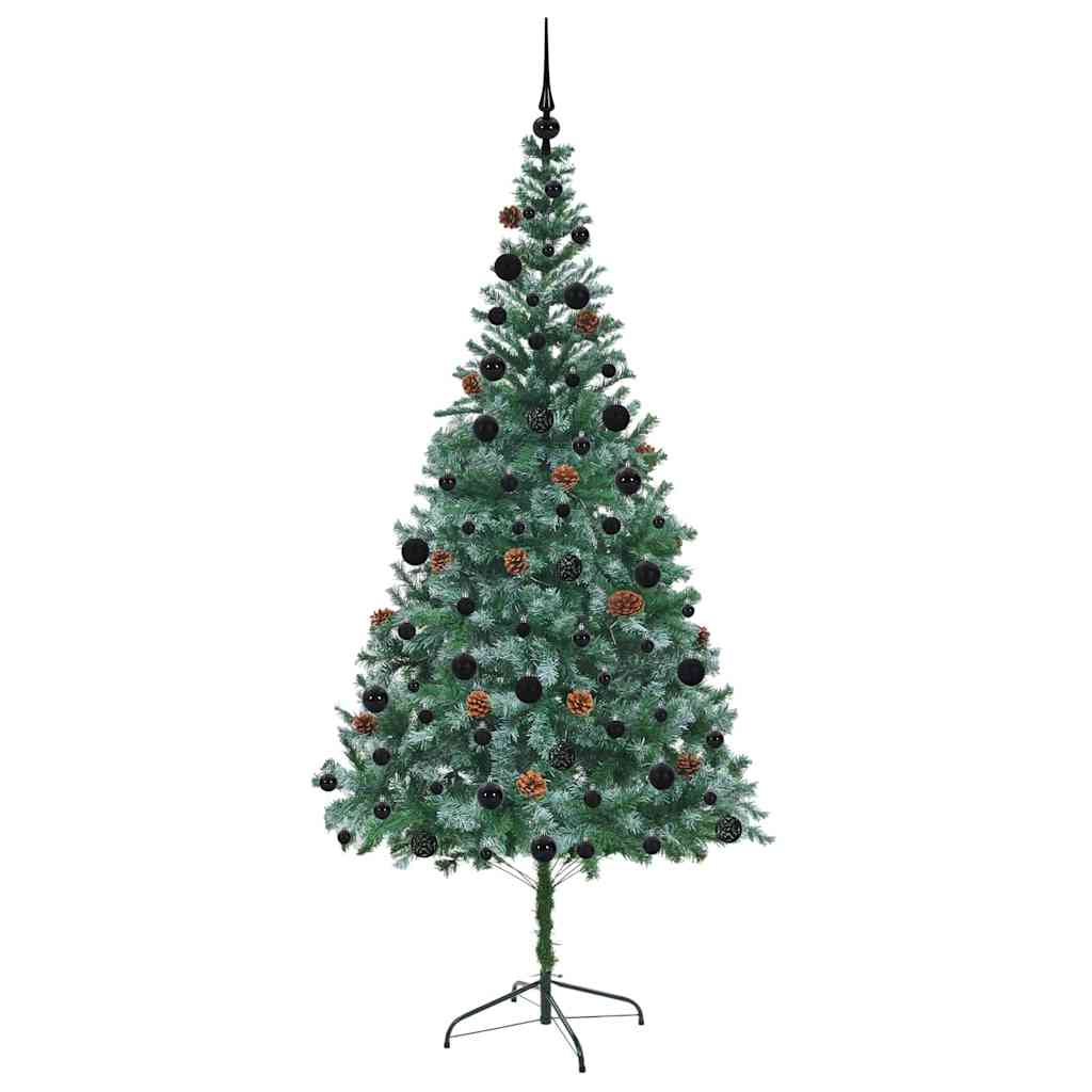 Konstgjord julgran med 300 LED-lampor Grön 210 cm PVC och Stål