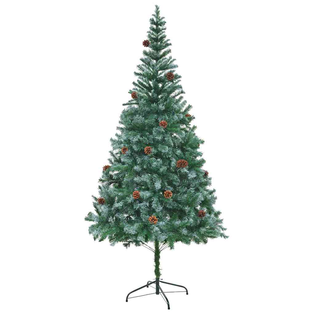 Konstgjord julgran med 300 LED-lampor Grön 210 cm PVC och Stål