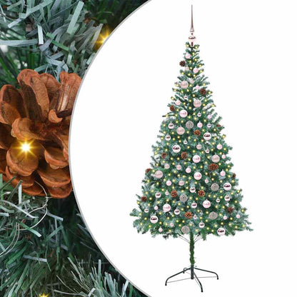 Konstgjord julgran med 300 LED-lampor Grön 210 cm PVC och Stål