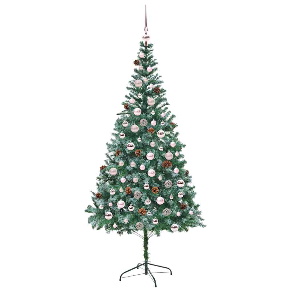 Konstgjord julgran med 300 LED-lampor Grön 210 cm PVC och Stål
