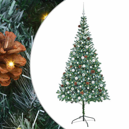 Konstgjord julgran med 300 LED-lampor Grön 210 cm PVC och Stål