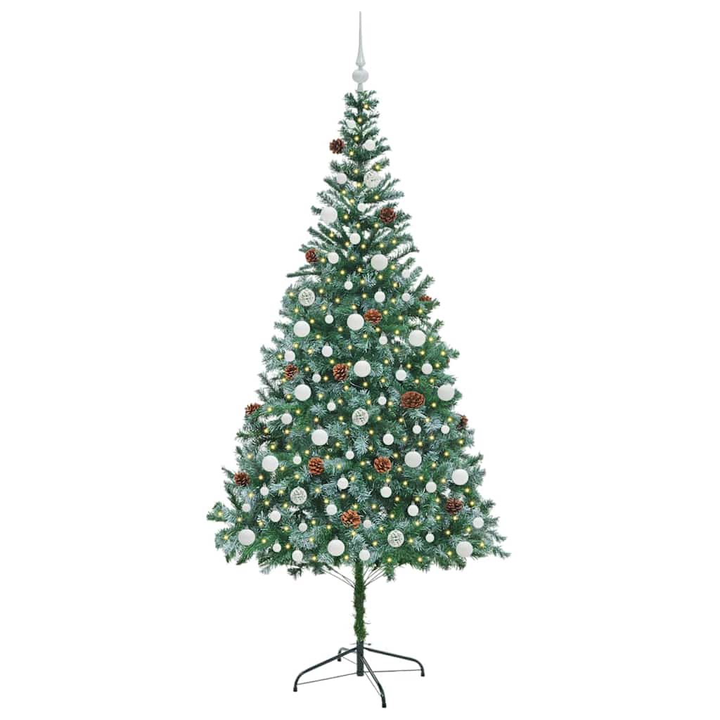 Konstgjord julgran med 300 LED-lampor Grön 210 cm PVC och Stål