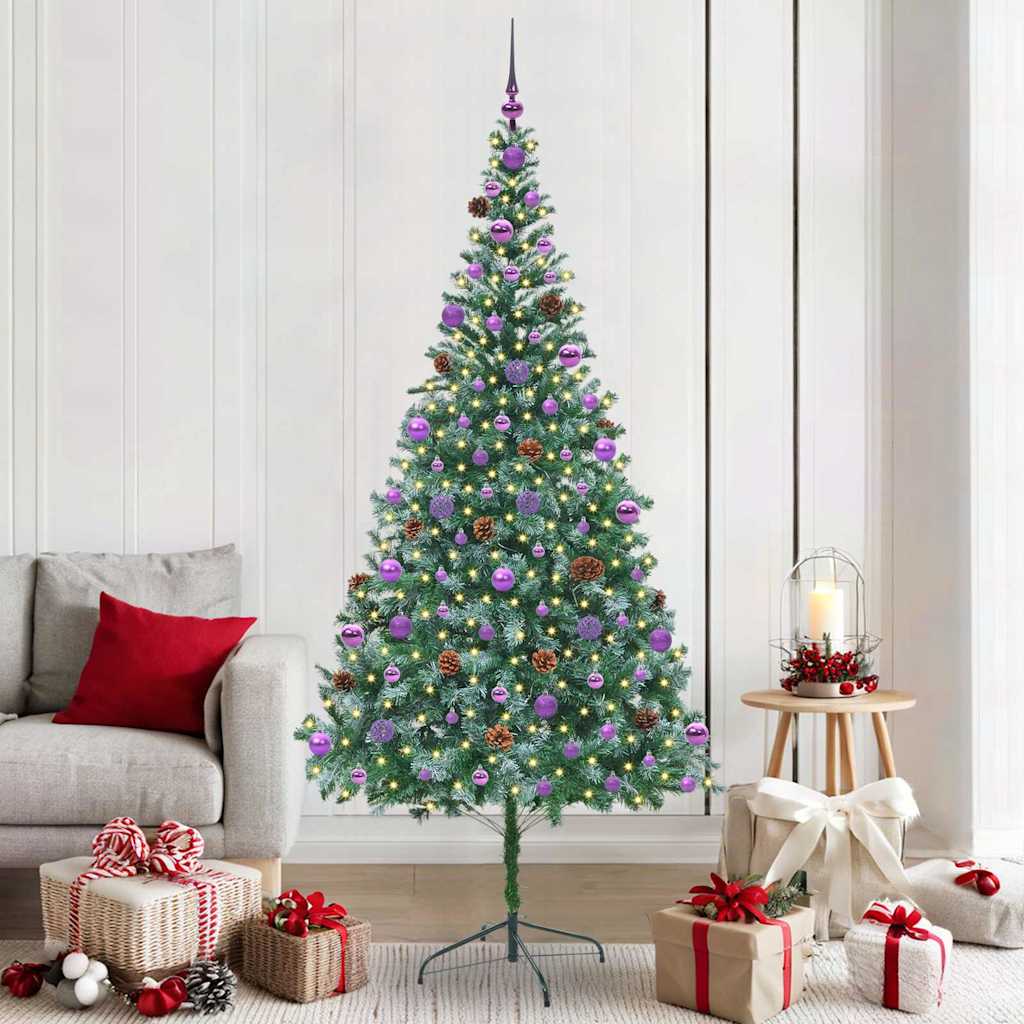 Konstgjord julgran med 300 LED-lampor Grön 210 cm PVC och Stål