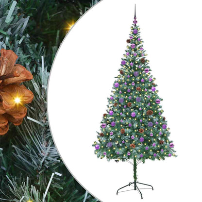 Konstgjord julgran med 300 LED-lampor Grön 210 cm PVC och Stål