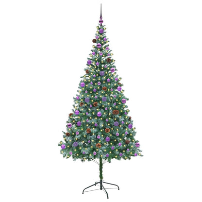 Konstgjord julgran med 300 LED-lampor Grön 210 cm PVC och Stål
