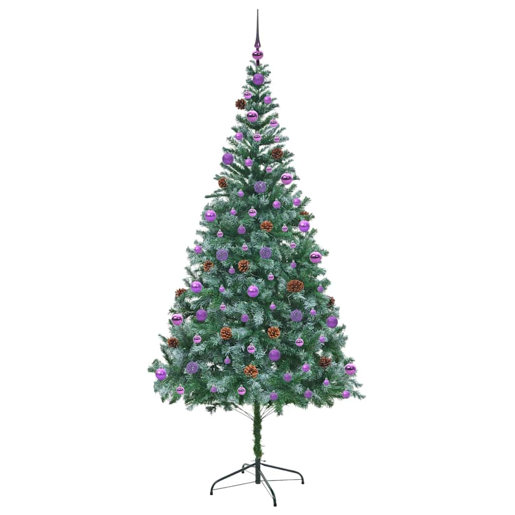 Konstgjord julgran med 300 LED-lampor Grön 210 cm PVC och Stål