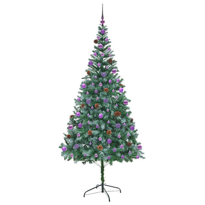 Konstgjord julgran med 300 LED-lampor Grön 210 cm PVC och Stål