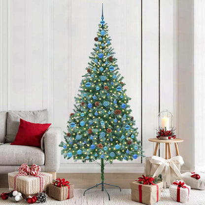 Konstgjord julgran med 300 LED-lampor Grön 210 cm PVC och Stål