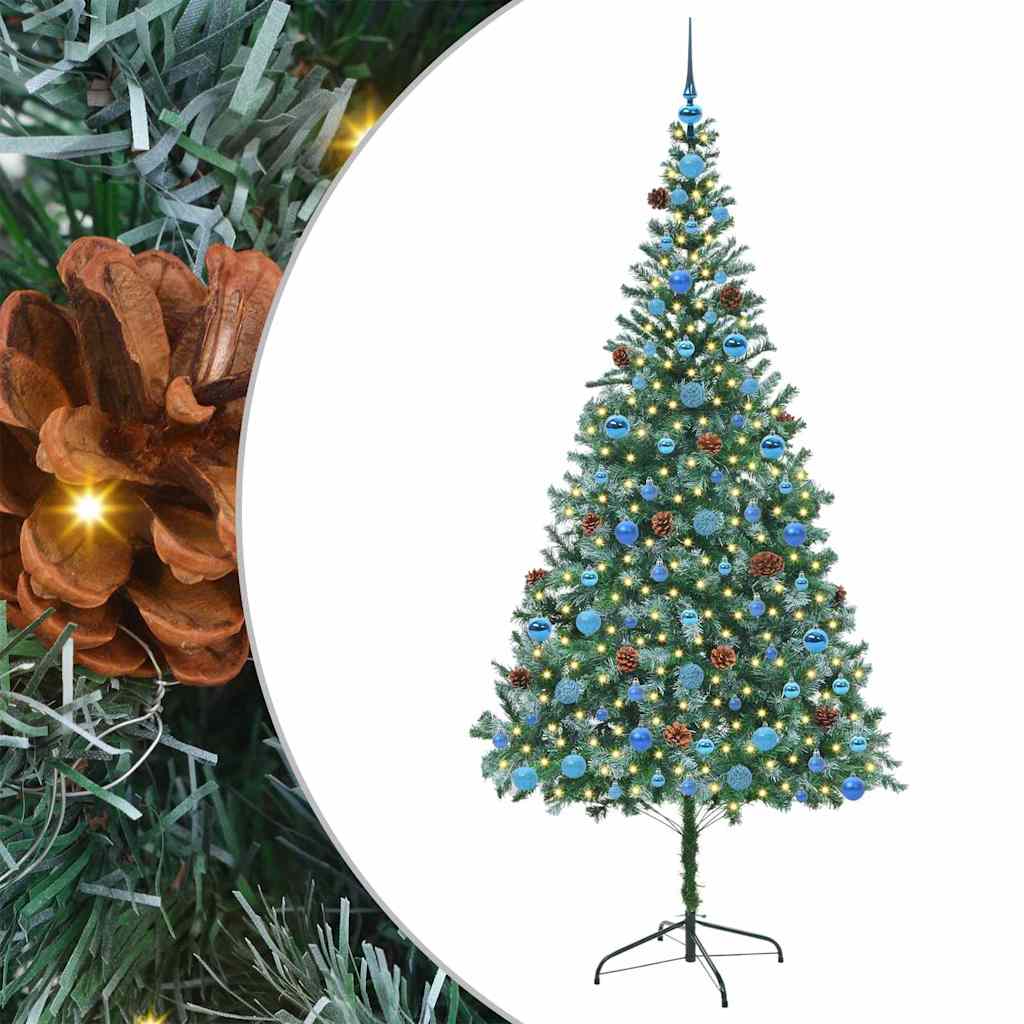 Konstgjord julgran med 300 LED-lampor Grön 210 cm PVC och Stål