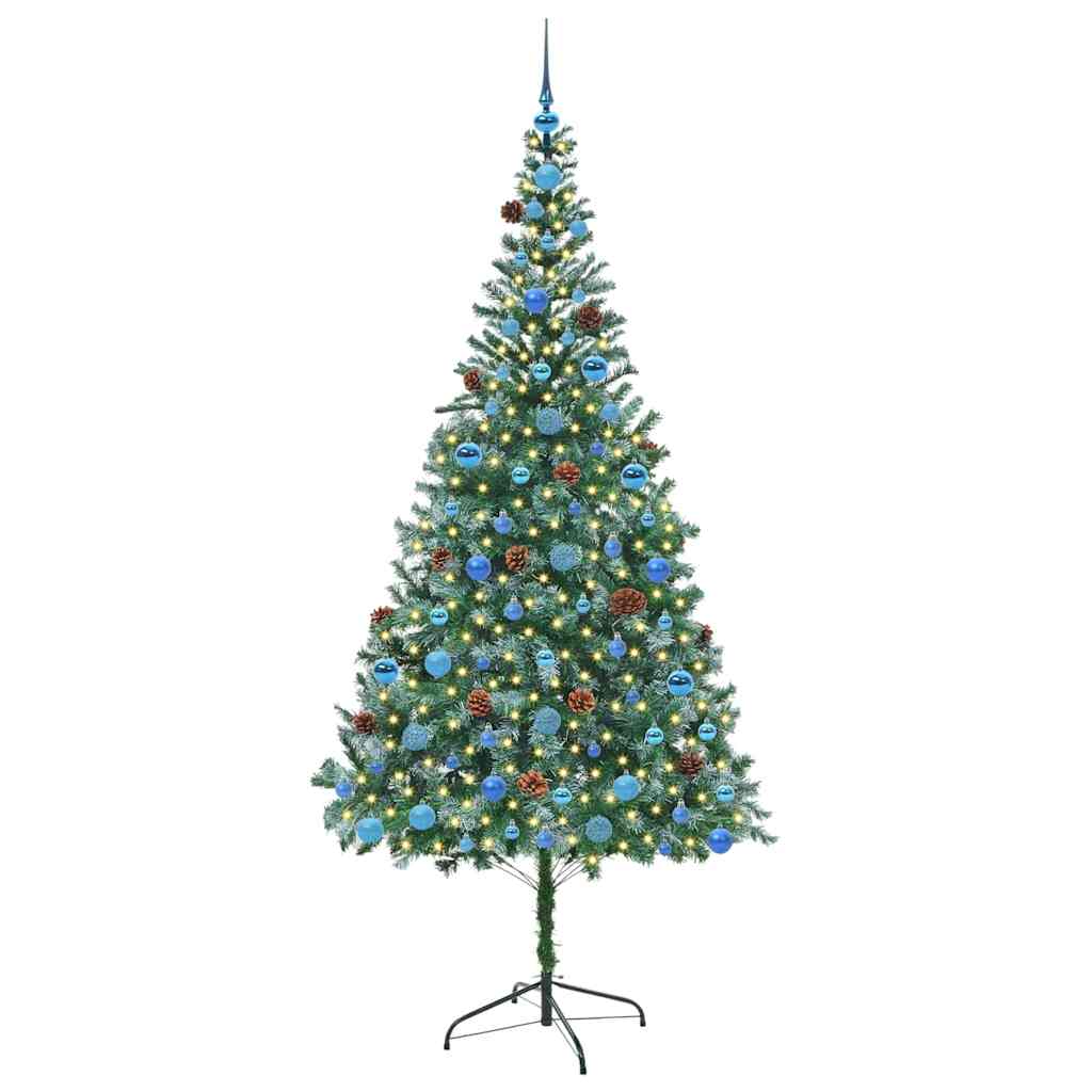 Konstgjord julgran med 300 LED-lampor Grön 210 cm PVC och Stål