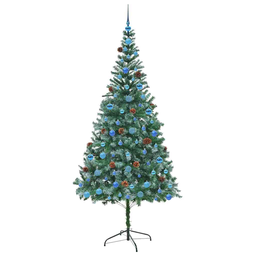 Konstgjord julgran med 300 LED-lampor Grön 210 cm PVC och Stål