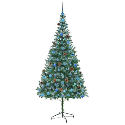 Konstgjord julgran med 300 LED-lampor Grön 210 cm PVC och Stål
