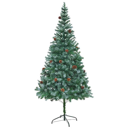 Konstgjord julgran med 300 LED-lampor Grön 210 cm PVC och Stål