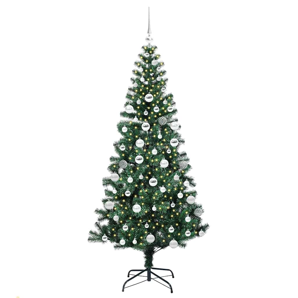 Konstgjord Förbelyst Julgran Grön 180 cm PVC och metall