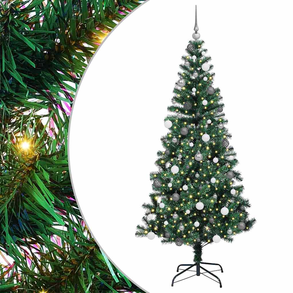 Konstgjord Förbelyst Julgran Grön 210 cm PVC och metall