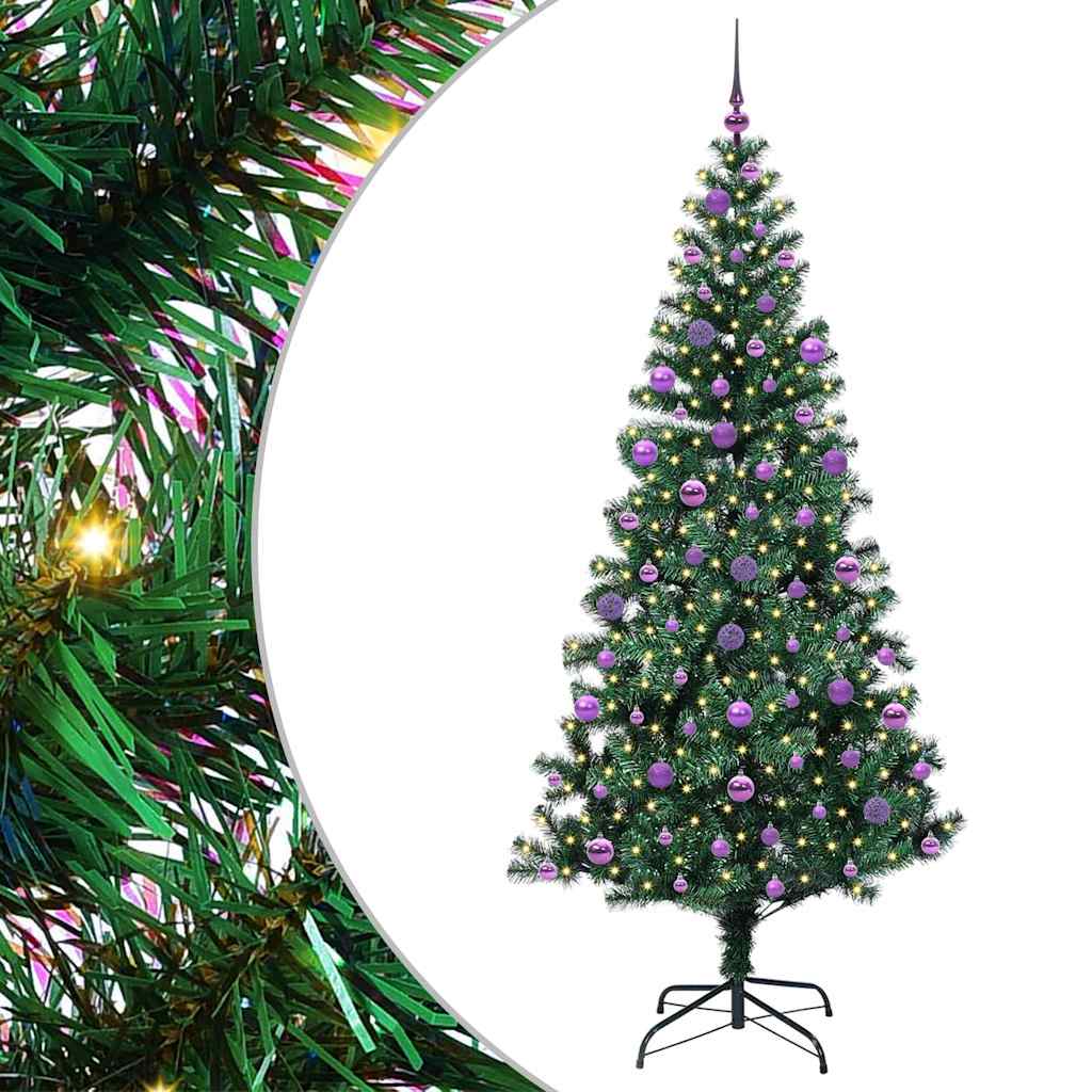 Konstgjord Förbelyst Julgran Grön 210 cm PVC och metall