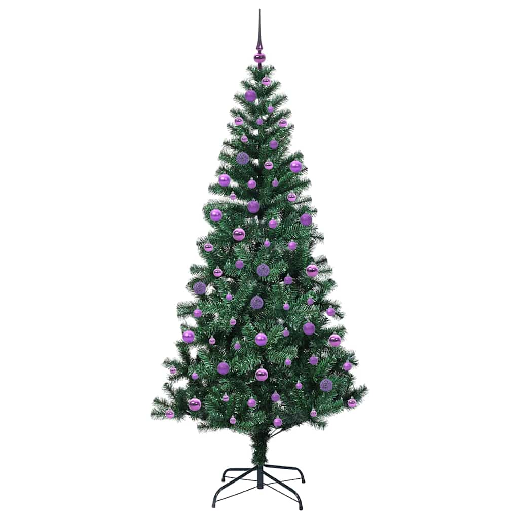Konstgjord Förbelyst Julgran Grön 210 cm PVC och metall