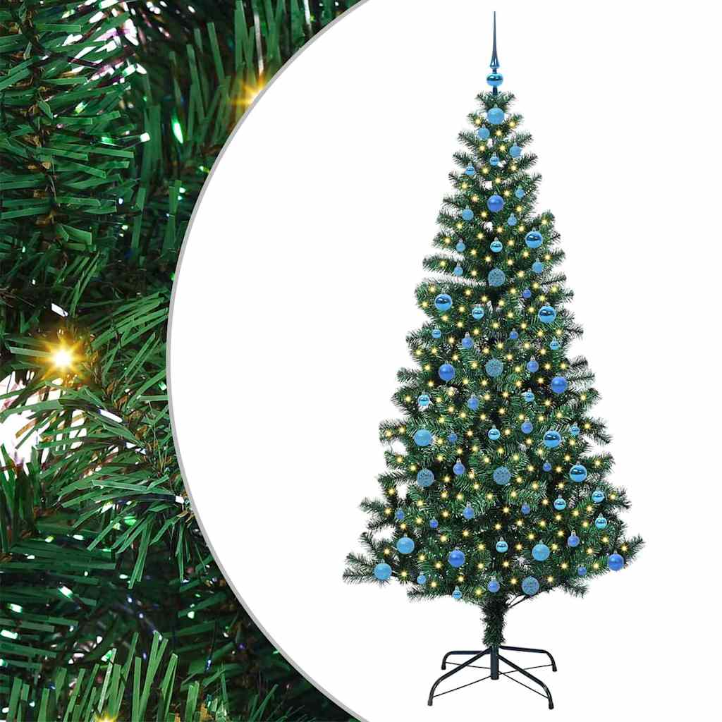 Konstgjord Förbelyst Julgran Grön 210 cm PVC och metall