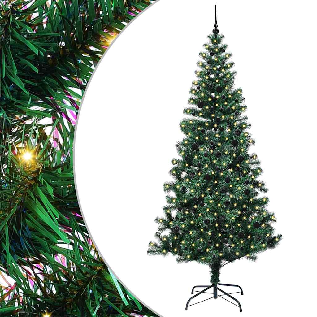 Konstgjord Förbelyst Julgran Grön 240 cm PVC och metall