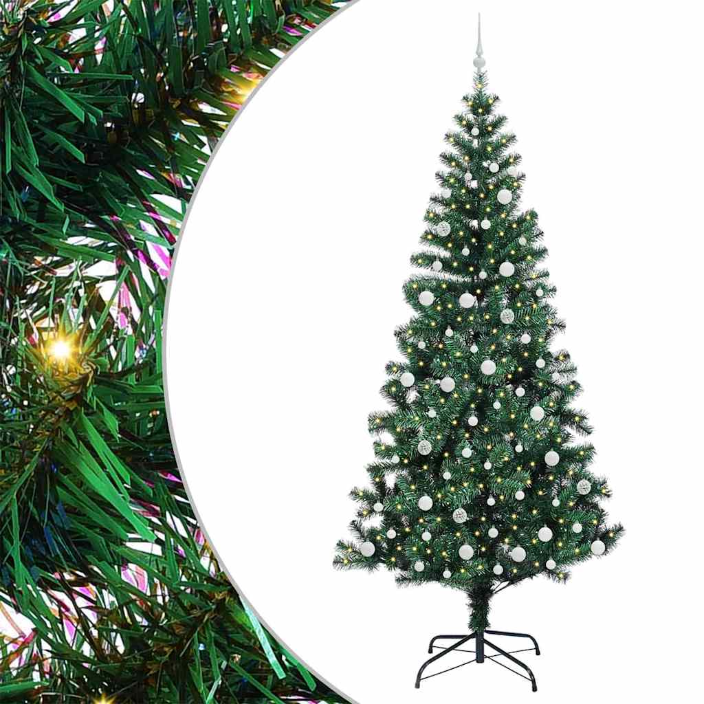 Konstgjord Förbelyst Julgran Grön 240 cm PVC och metall