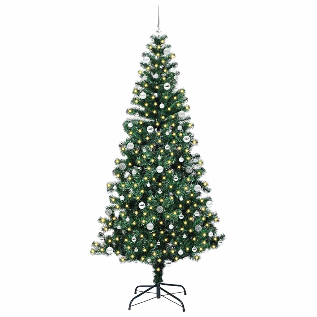Konstgjord Förbelyst Julgran Grön 240 cm PVC och metall