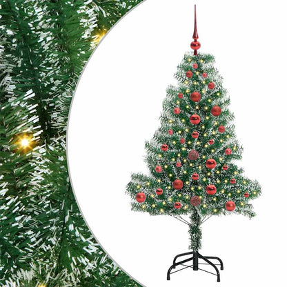 Konstgjord Julgran Snöflockad med LED Ljus Grön och Vit 120 cm