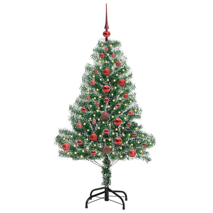 Konstgjord Julgran Snöflockad med LED Ljus Grön och Vit 120 cm