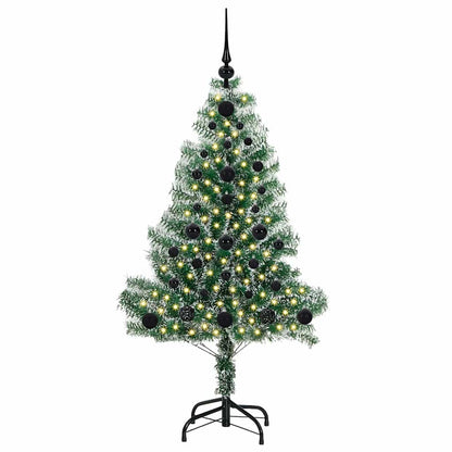 Konstgjord Julgran Snöflockad med LED Ljus Grön och Vit 120 cm