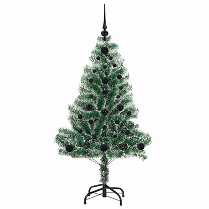 Konstgjord Julgran Snöflockad med LED Ljus Grön och Vit 120 cm