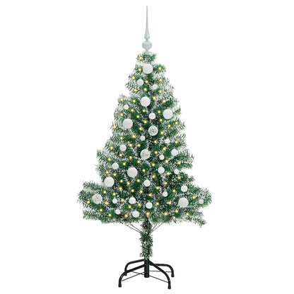 Konstgjord Julgran Snöflockad med LED Ljus Grön och Vit 120 cm