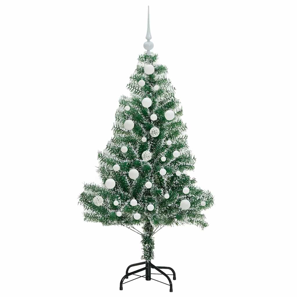 Konstgjord Julgran Snöflockad med LED Ljus Grön och Vit 120 cm
