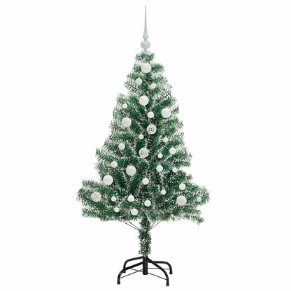 Konstgjord Julgran Snöflockad med LED Ljus Grön och Vit 120 cm