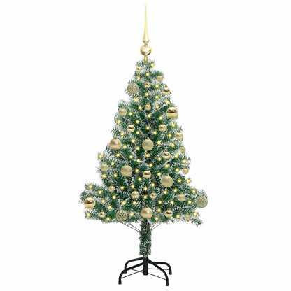 Konstgjord Julgran Snöflockad med LED Ljus Grön och Vit 120 cm