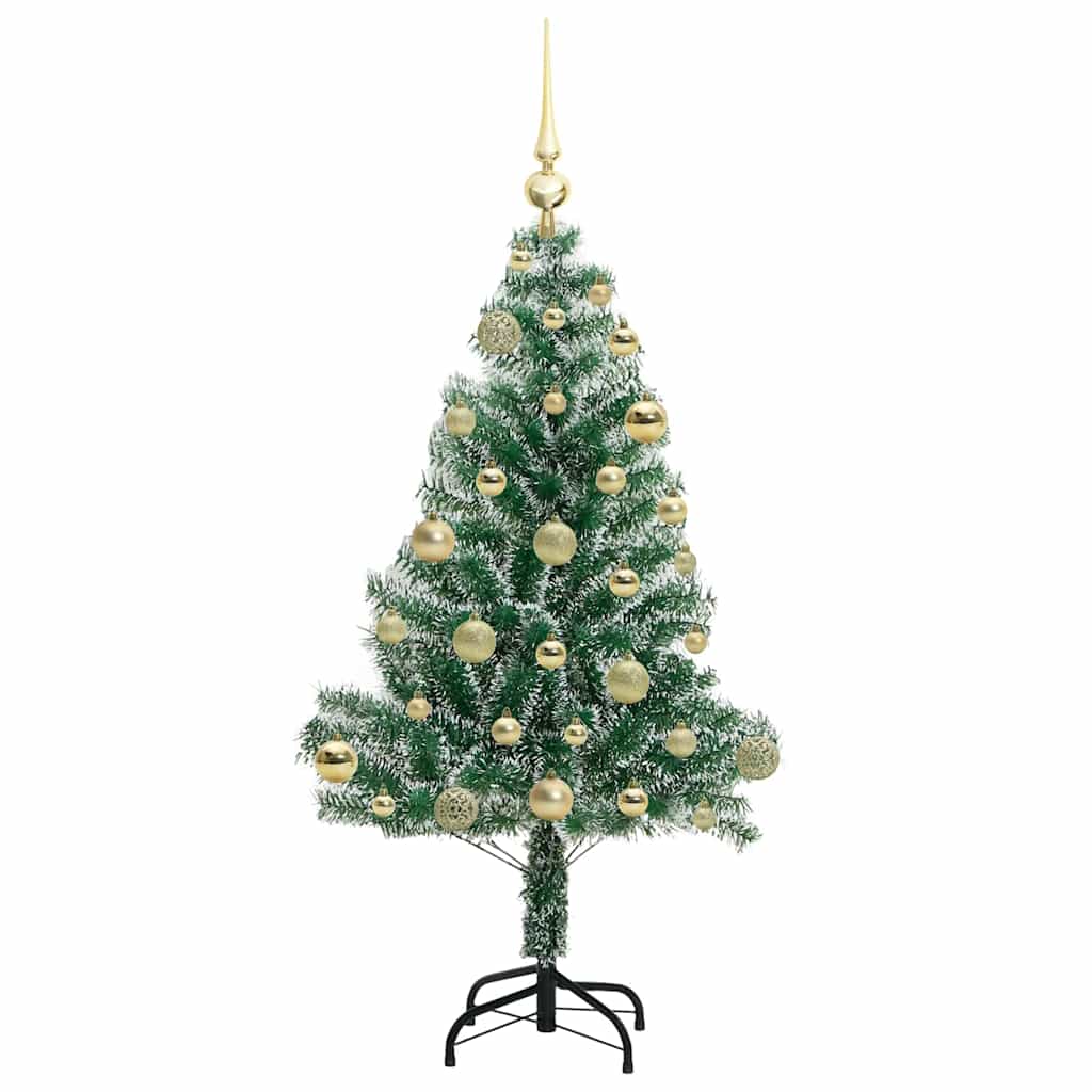 Konstgjord Julgran Snöflockad med LED Ljus Grön och Vit 120 cm