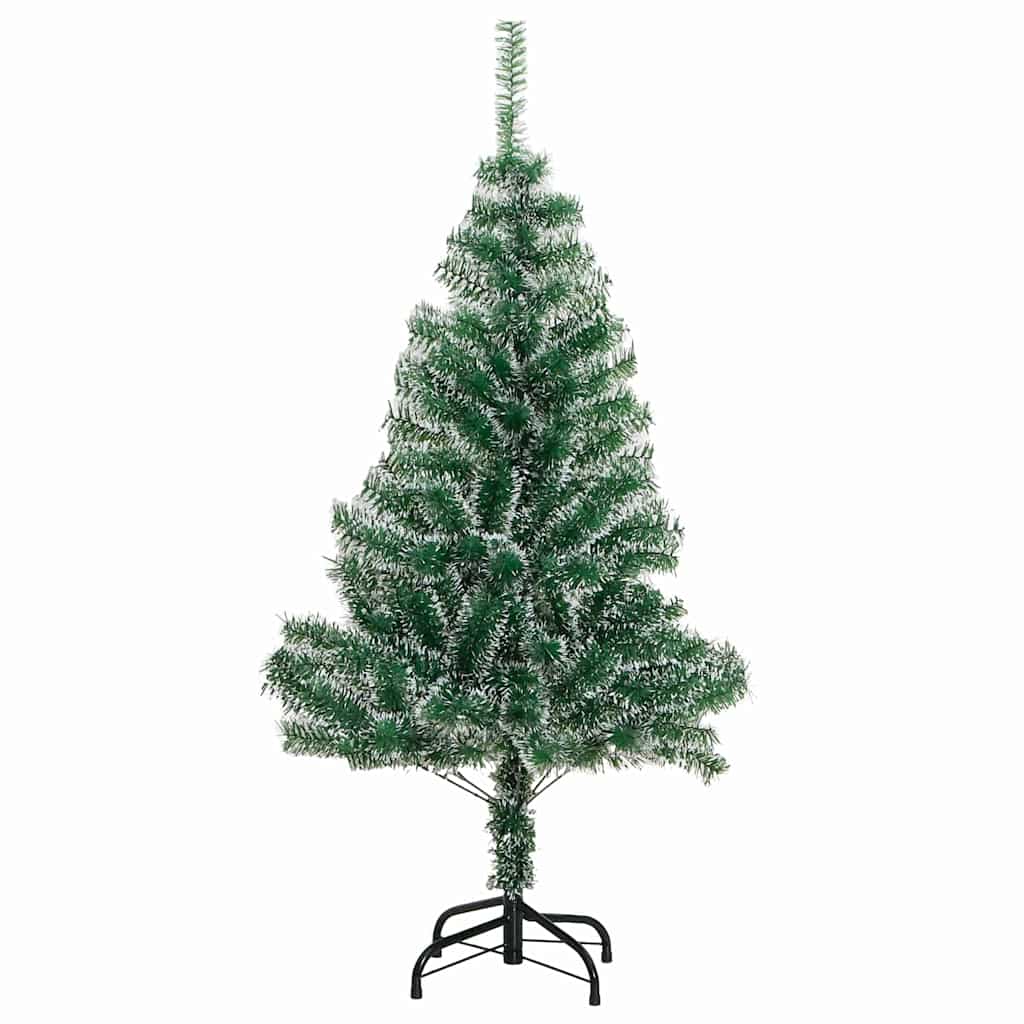 Konstgjord Julgran Snöflockad med LED Ljus Grön och Vit 120 cm